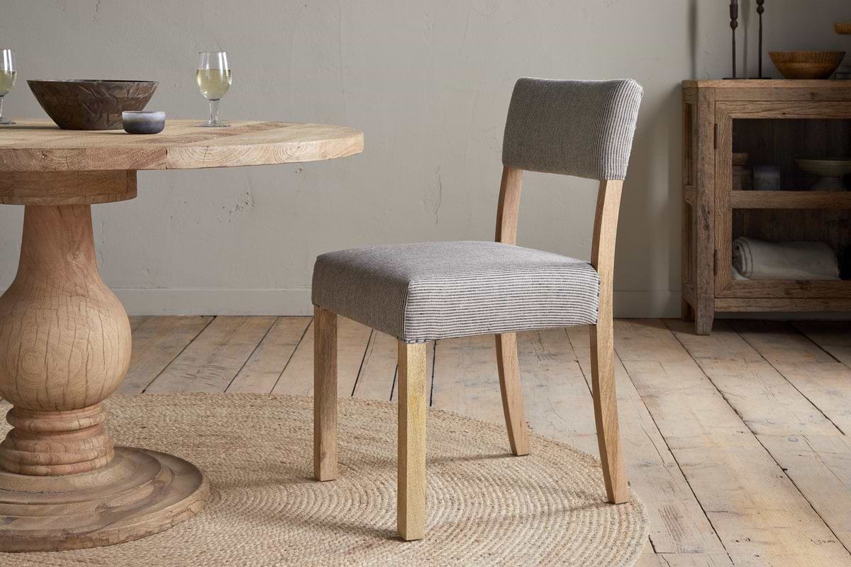 Nadeeka Linen Upholstered Dining Chair - Soft Grey-SEATING-Nkuku