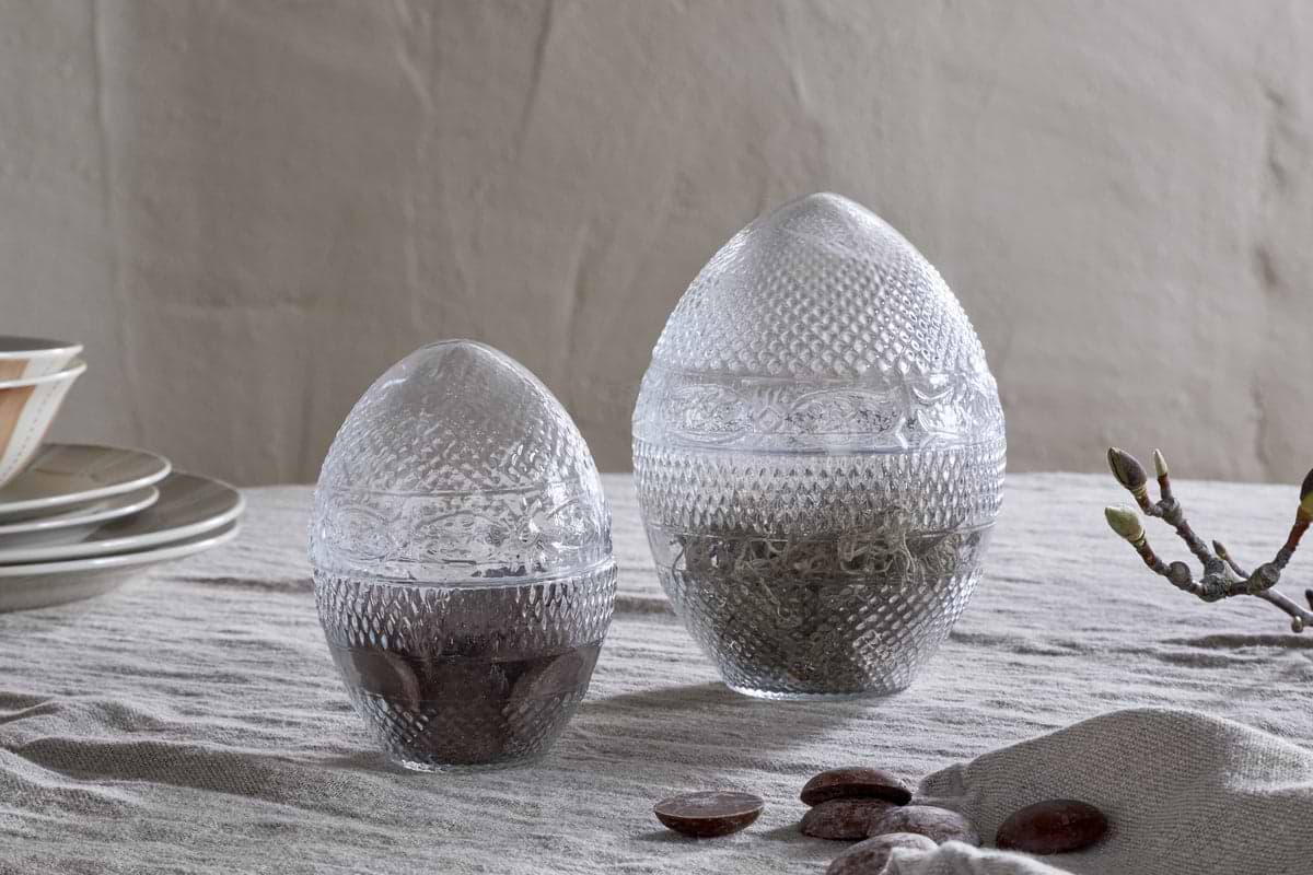 Essan Recycled Glass Opening Egg - Clear-DECORATIVE ACCESSORIES-Nkuku