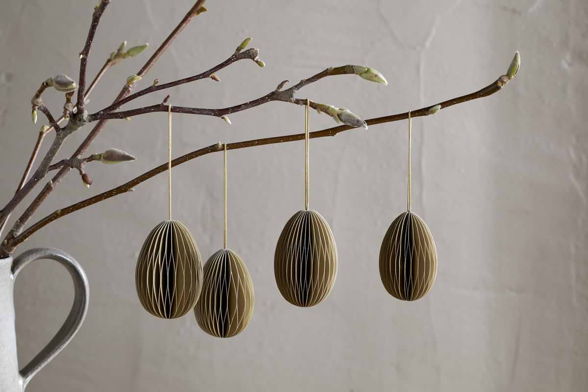 Piani Hanging Paper Decoration - Moss Green - (Set of 4)-DECORATIVE ACCESSORIES-Nkuku