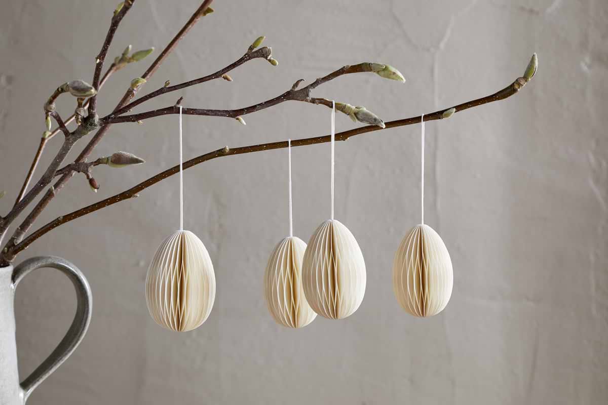 Piani Hanging Paper Decoration - Cream - (Set of 4)-DECORATIVE ACCESSORIES-Nkuku