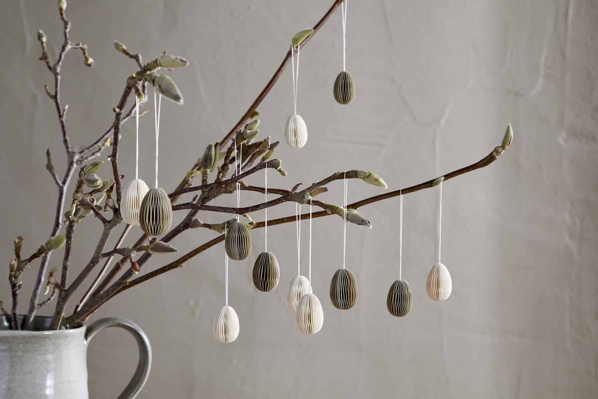 Piani Mini Hanging Paper Decoration - Natural & Moss - (Set of 12)-DECORATIVE ACCESSORIES-Nkuku