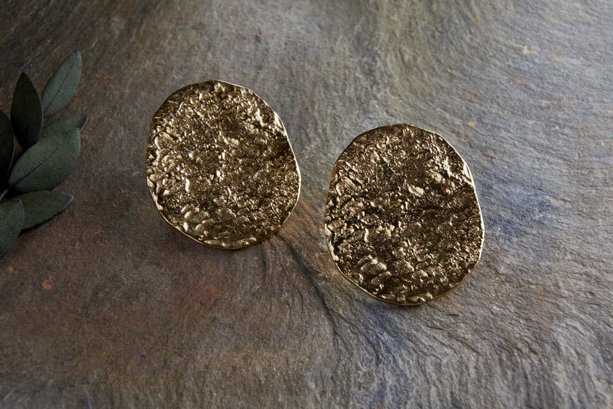 Oya Hammered Earrings - Gold-GIFTING-Nkuku