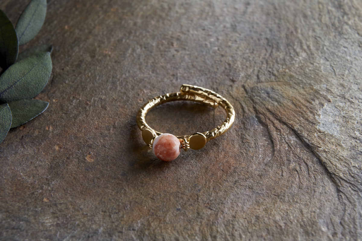 Cerita Rhodochrosite Ring - Rhodochrosite & Gold-GIFTING-Nkuku