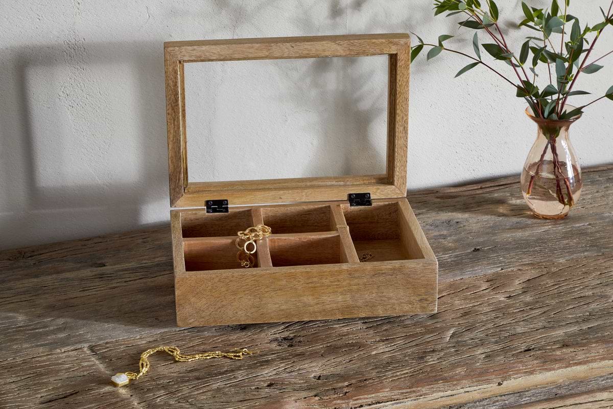 Kabani Mango Wood Jewellery Box - Natural-GIFTING-Nkuku