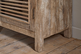 Ibo Reclaimed Wood Slatted Tall Cabinet  - Natural - Tall