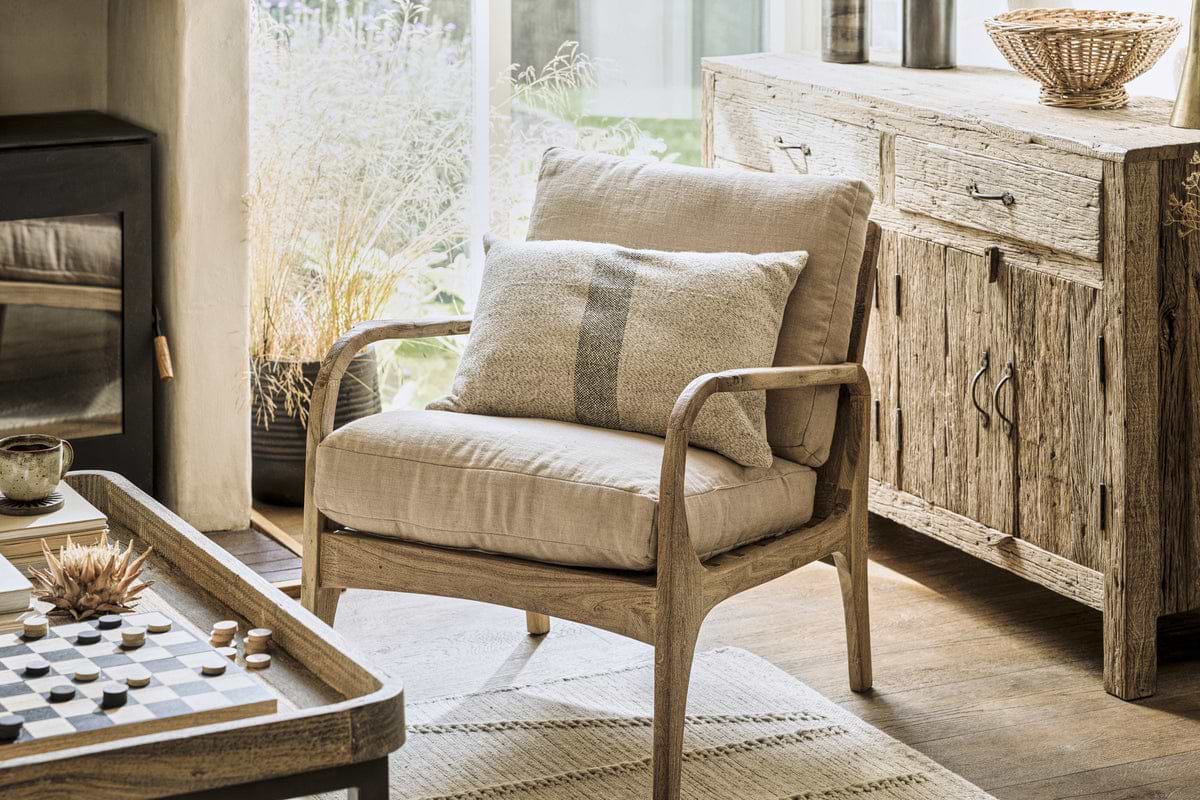 Jaya Acacia Wood & Linen Occasional Chair - Natural-SEATING-Nkuku