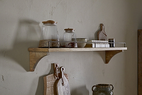 Meera Mango Wood & Iron Gallery Shelf - Natural