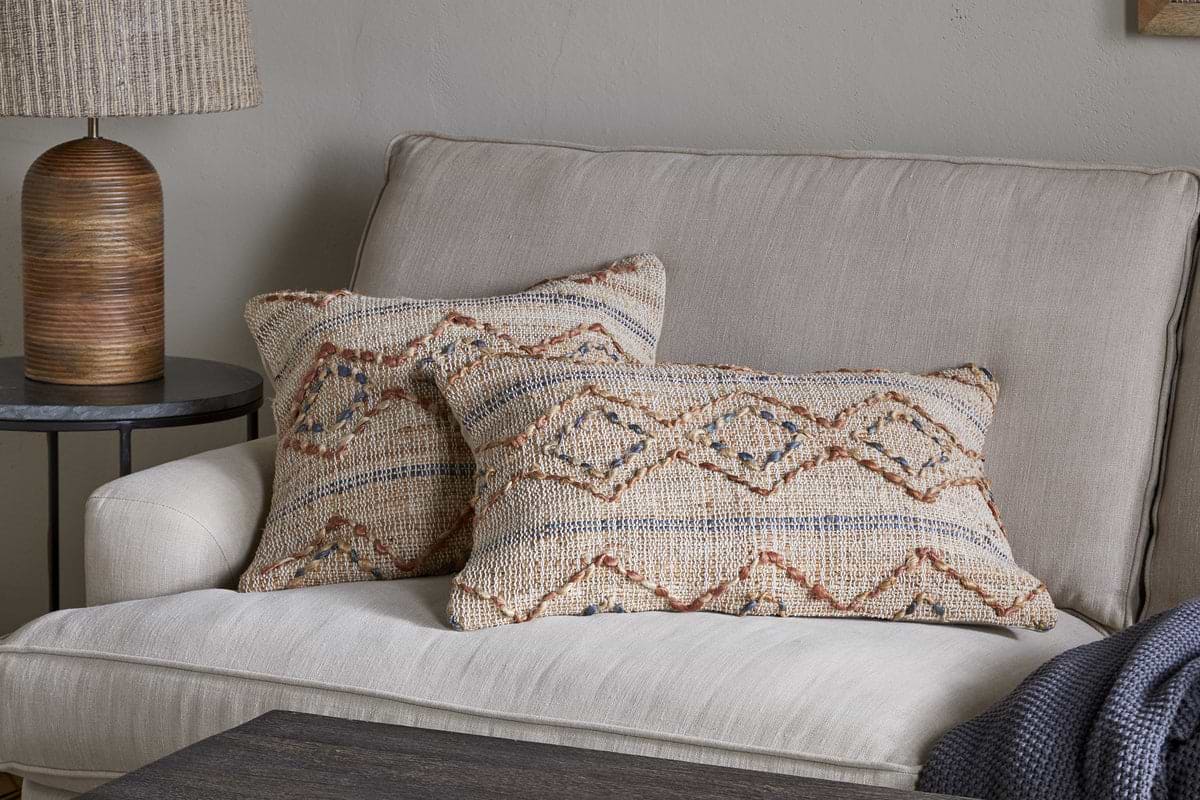 Nila Esha Cushion Cover - Rust & Indigo-TEXTILES-Nkuku