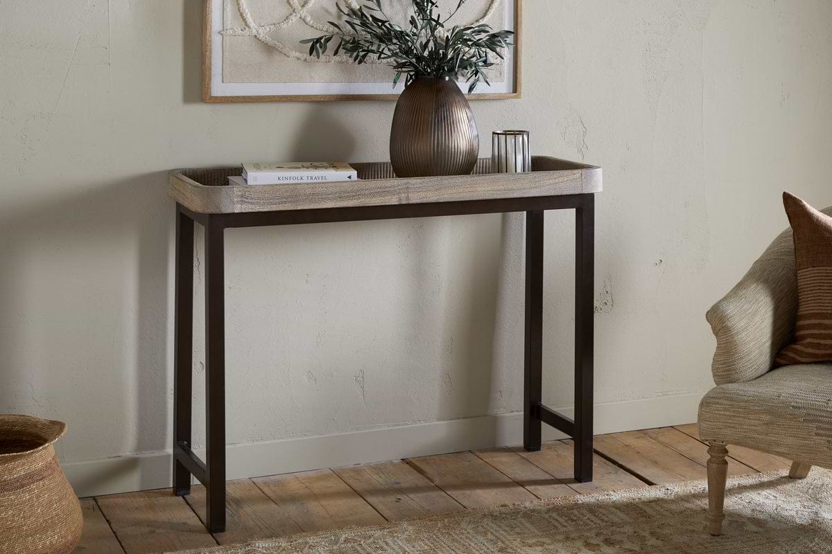 Nisha Reclaimed Wood & Iron Console Table - Natural-TABLES-Nkuku