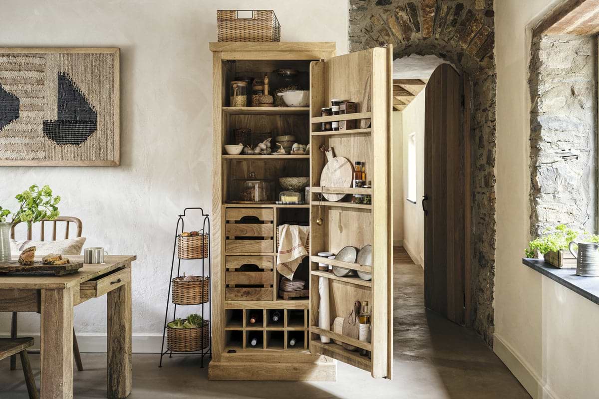 Vivan Grooved Pantry Cupboard - Natural-STORAGE FURNITURE-Nkuku