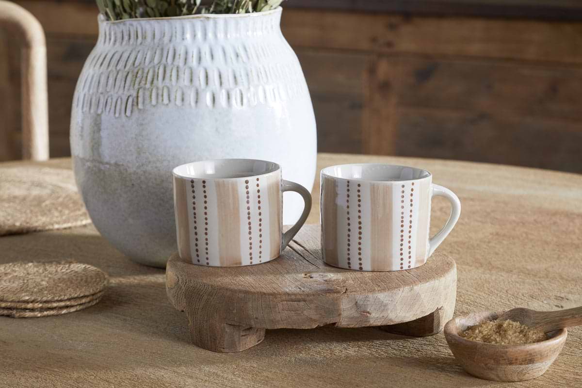 Patthar Mug - Cream & Clay - Small (Set of 2)-TABLEWARE-Nkuku