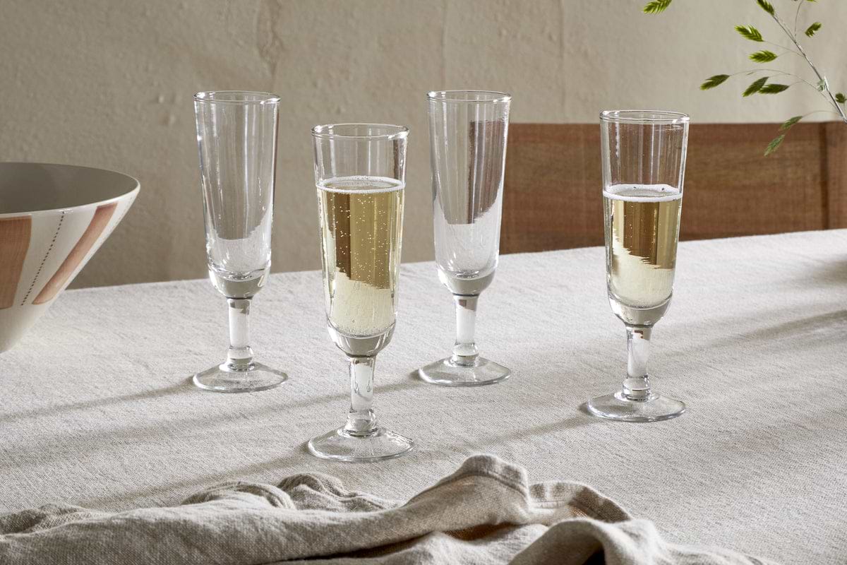Pani Champagne Flute - Clear - (Set of 4)-GLASSWARE-Nkuku