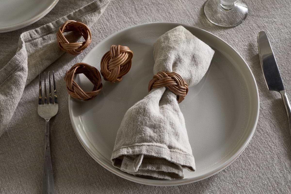 Bersama Rattan Napkin Rings - Natural - (Set of 4)-KITCHEN & DINING ACCESSORIES-Nkuku