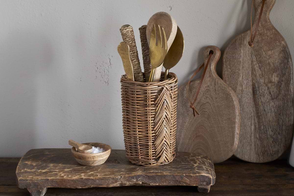 Bersama Rattan Utensil Holder - Natural-KITCHEN & DINING ACCESSORIES-Nkuku