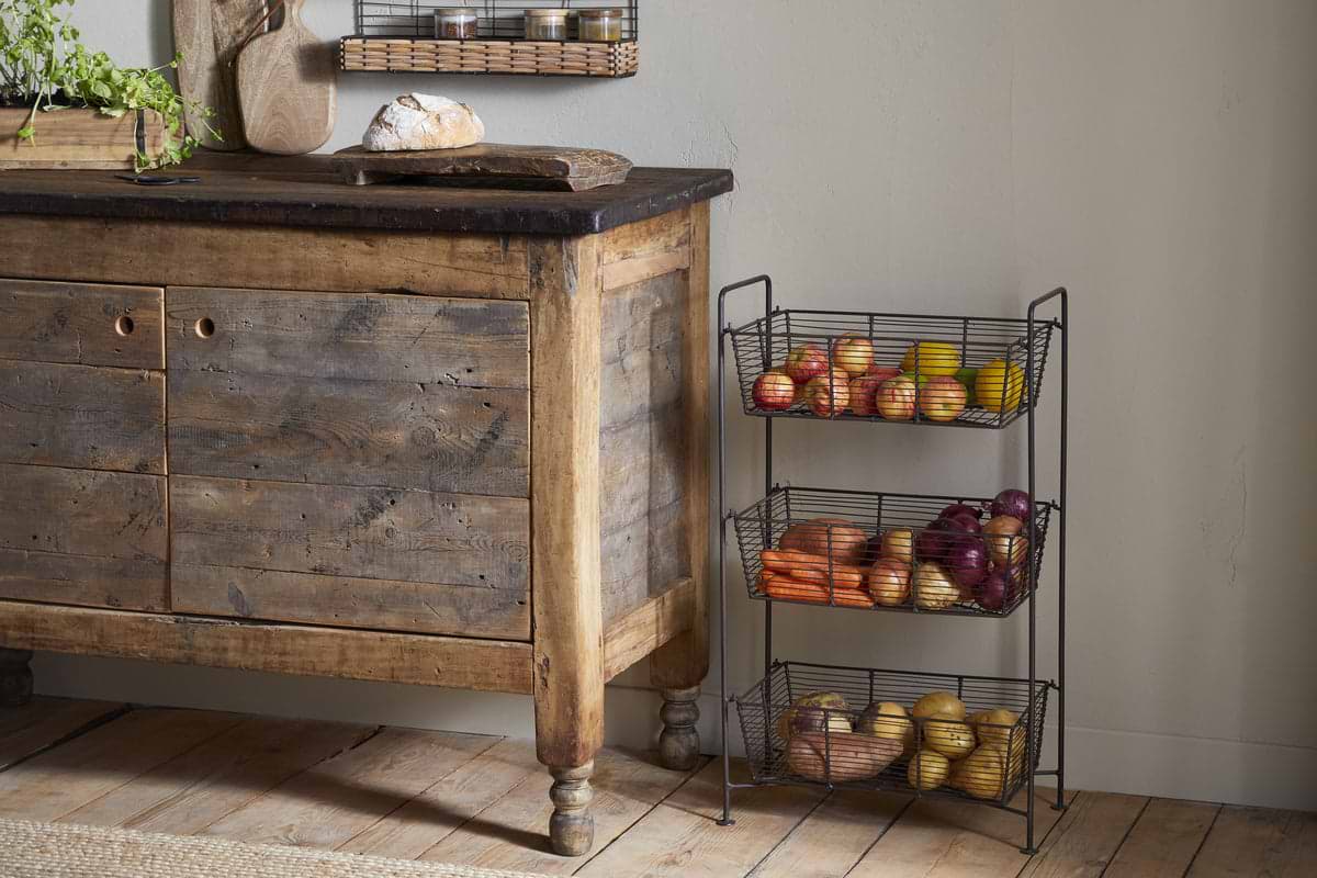 Inkollu Three Tier Storage Stand - Antiqued Brass-KITCHEN STORAGE & UTILITY-Nkuku