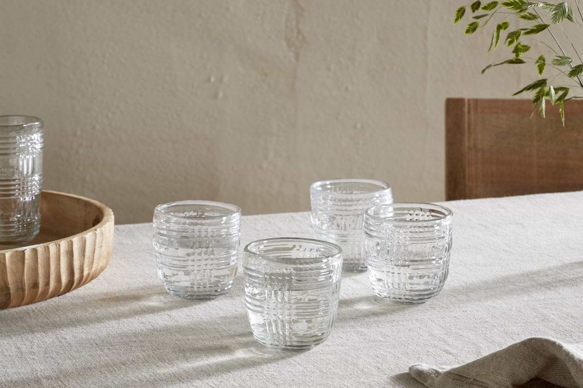 Kaanch Tumbler - Clear - (Set of 4)-GLASSWARE-Nkuku