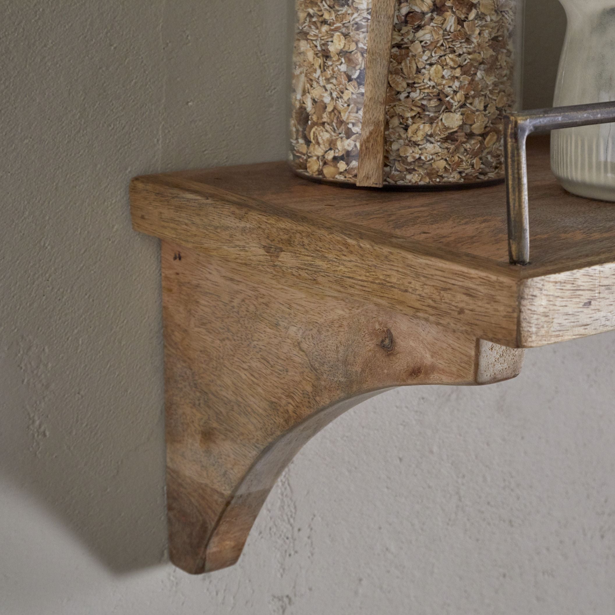 Meera Mango Wood & Iron Gallery Shelf - Natural-nkuku – Nkuku