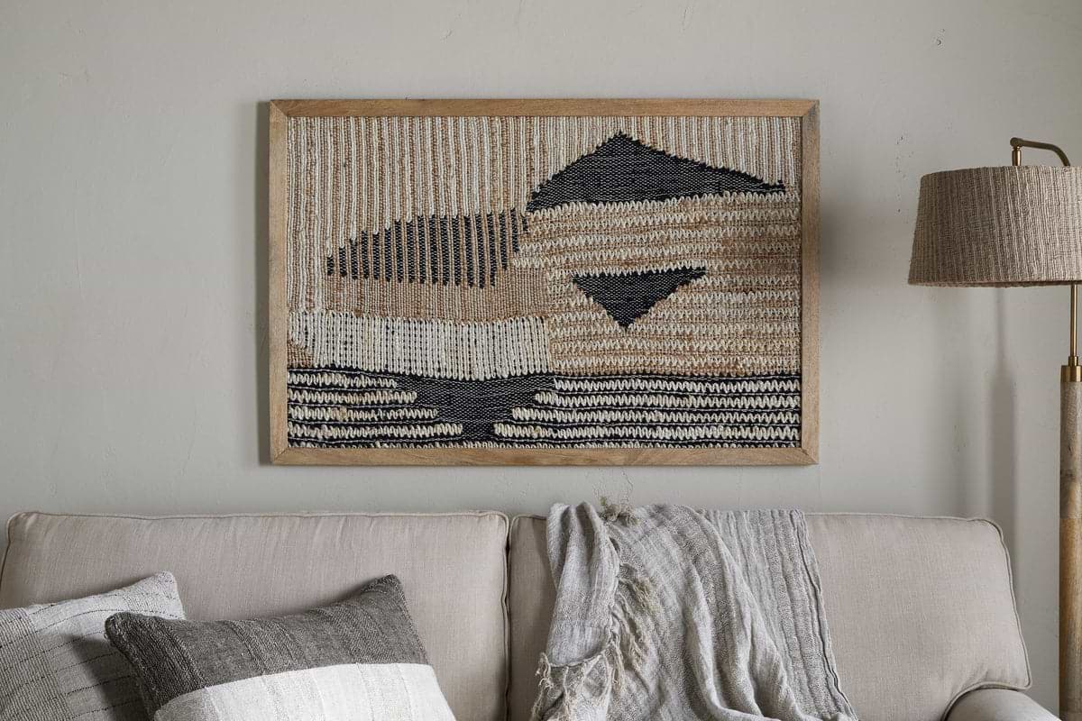 Birala Large Textured Wall Art - Natural & Dark Blue-DECORATIVE ACCESSORIES-Nkuku