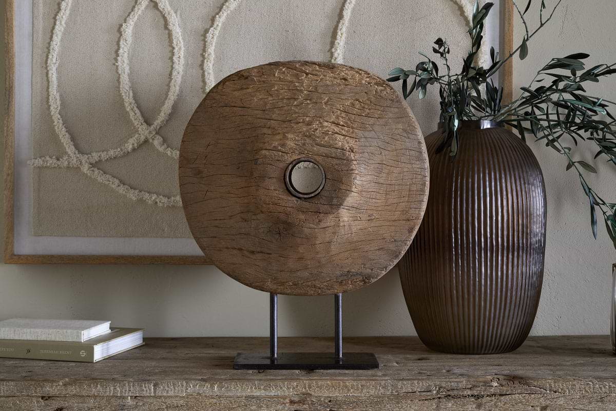 Cala Reclaimed Wood Objet on Stand - Natural-DECORATIVE ACCESSORIES-Nkuku