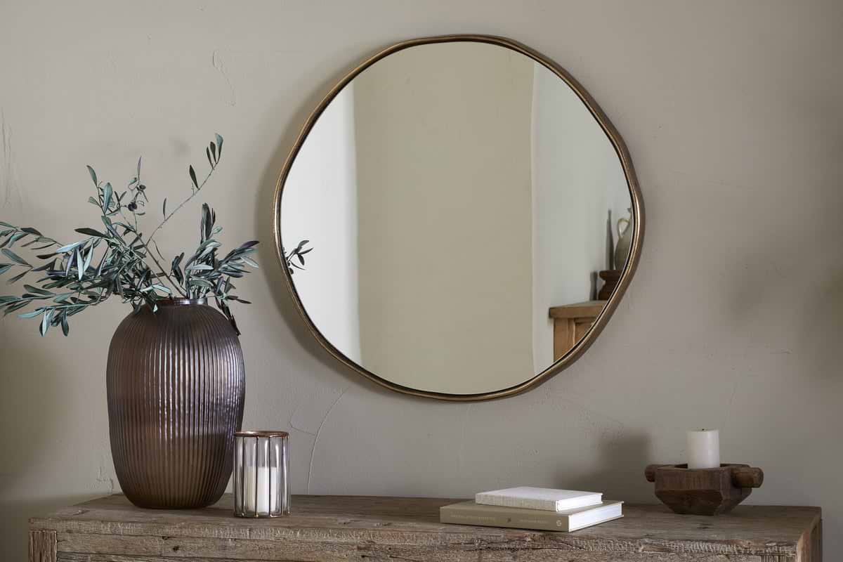 Mchanga Organic Shape Mirror - Antique Brass-MIRRORS-Nkuku