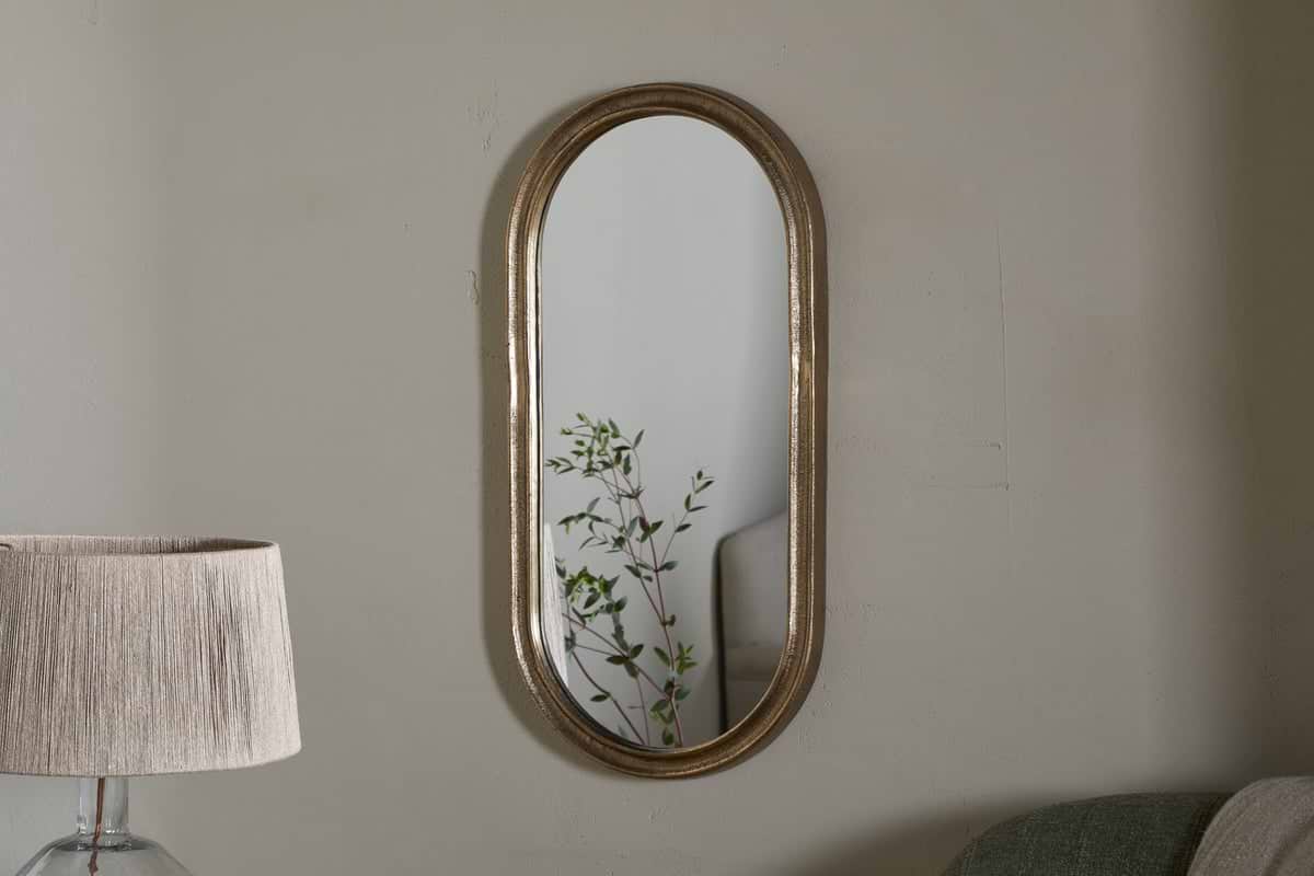 Mbwa Oval Mirror - Antique Brass-MIRRORS-Nkuku