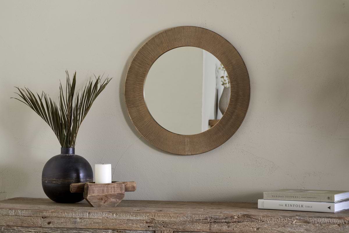 Putali Etched Mirror - Antique Brass-MIRRORS-Nkuku