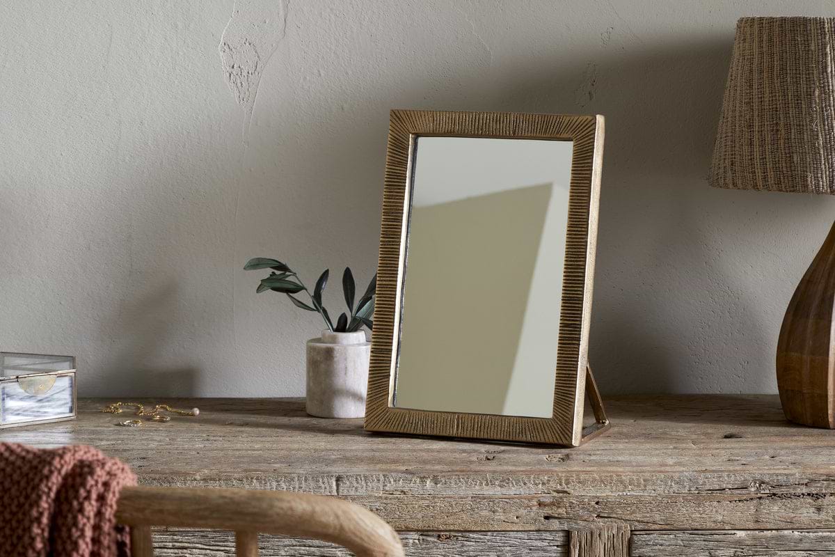 Baja Standing Mirror - Antique Brass-MIRRORS-Nkuku