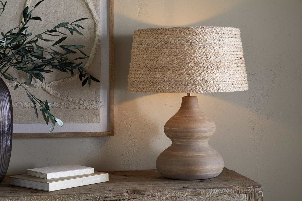 Dalat Ceramic Table Lamp Base - Natural-LAMPS-Nkuku