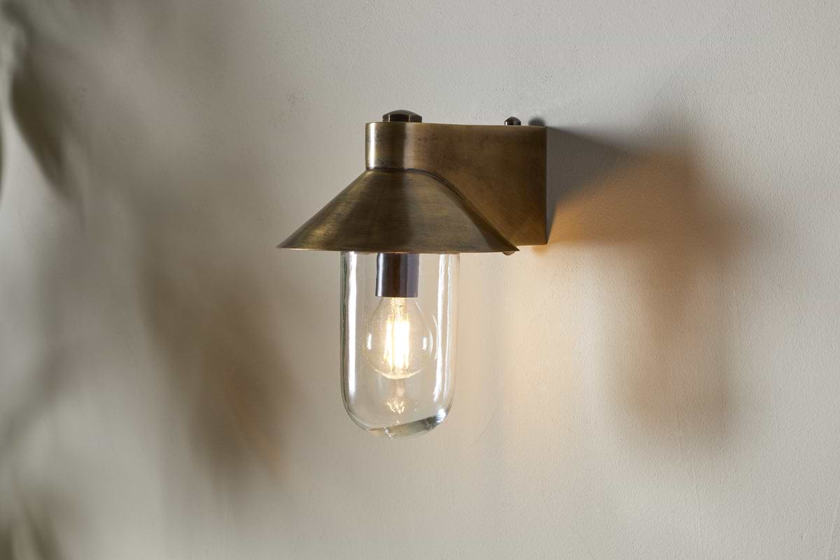 Singa Outdoor Wall Lamp - Antique Brass-LIGHTS-Nkuku