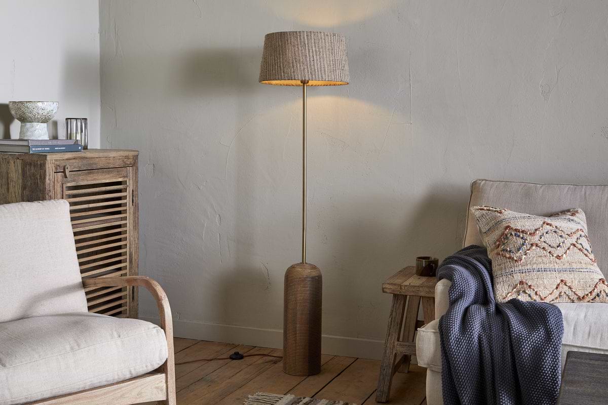 Agua Grooved Floor Lamp Base - Natural-LAMPS-Nkuku