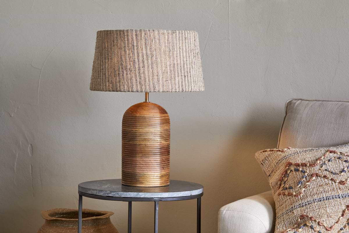 Agua Grooved Table Lamp Base - Natural-LAMPS-Nkuku