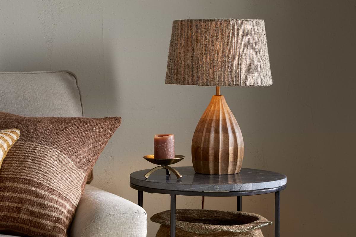 Awaa Mango Wood Bedside Table Lamp Base - Natural-LAMPS-Nkuku
