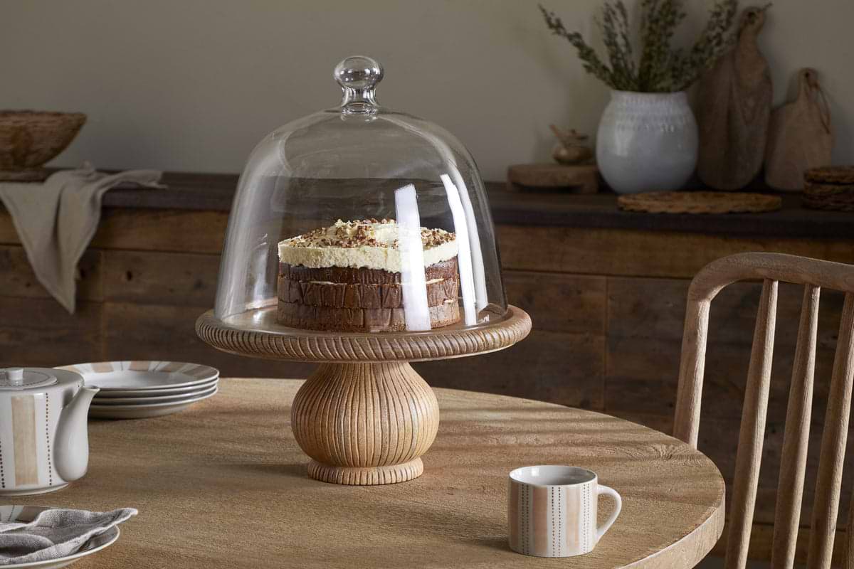Vivan Glass Cake Stand & Dome - Natural-SERVEWARE-Nkuku