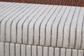 Sanja Stripe Cotton & Linen Upholstered Storage Bench - Grey