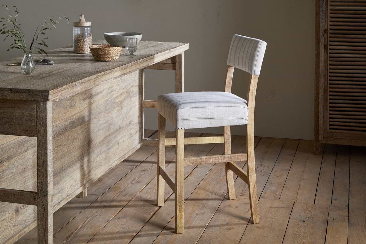 Nidhi Linen Upholstered Counter Chair - Natural-SEATING-Nkuku