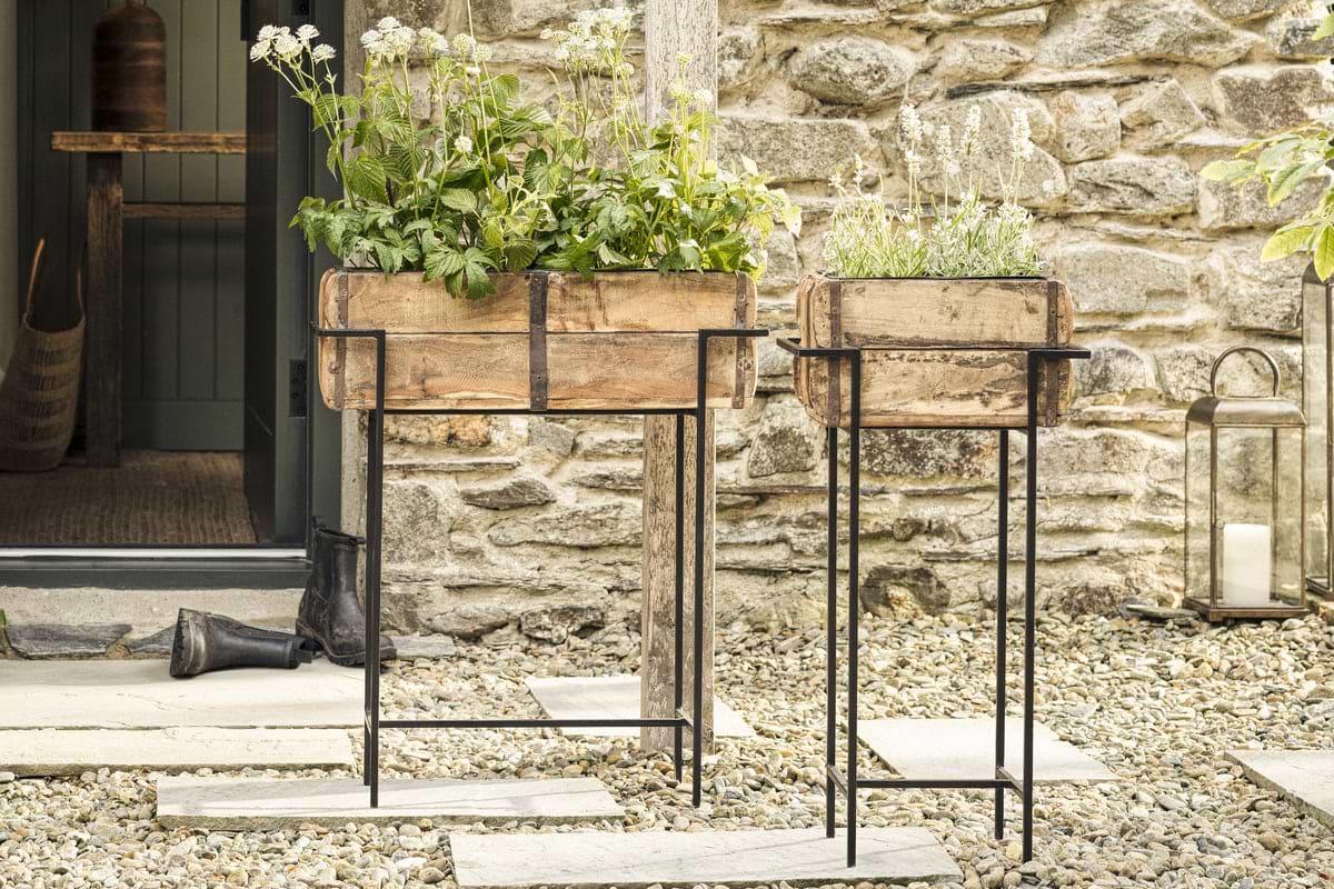 Amazzi Indoor Planter Stand - Natural & Black-VASES & PLANTERS-Nkuku