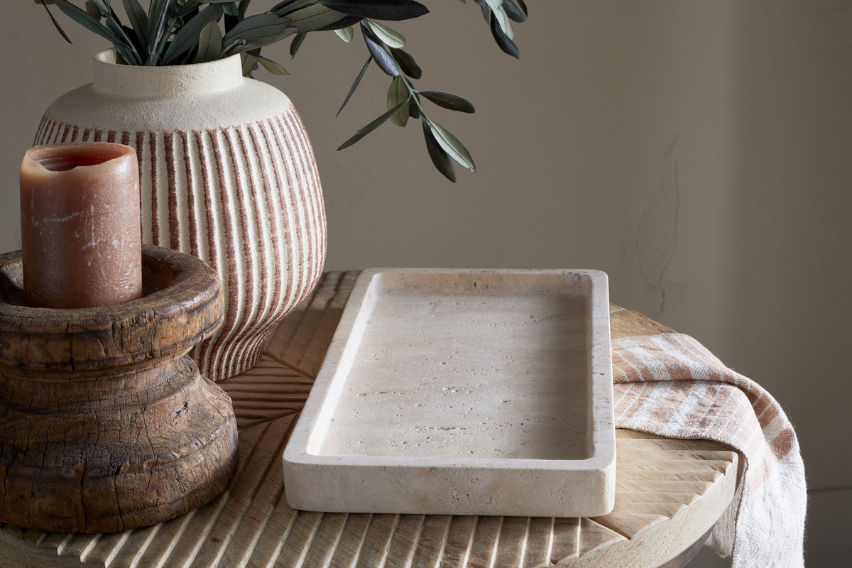 Ganda Travertine Vanity Tray - Cream-nkuku – Nkuku