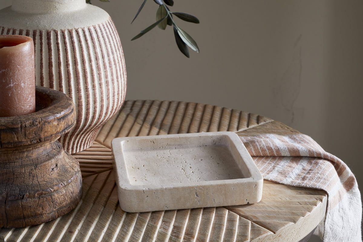Ganda Travertine Vanity Tray - Cream-nkuku – Nkuku