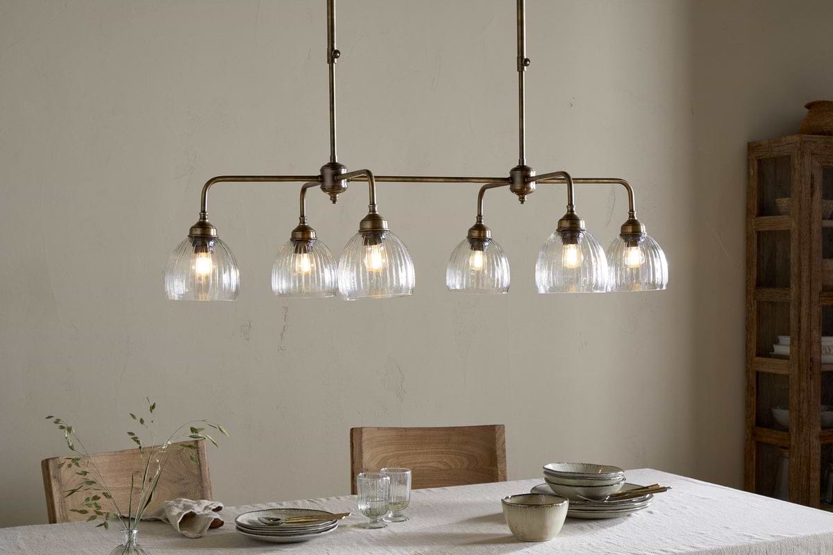 Kakira Chandelier Pendant - Antique Brass & Clear-LIGHTS-Nkuku