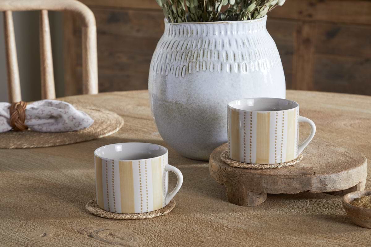 Patthar Mug - Cream & Sand - Large (Set of 2)-TABLEWARE-Nkuku