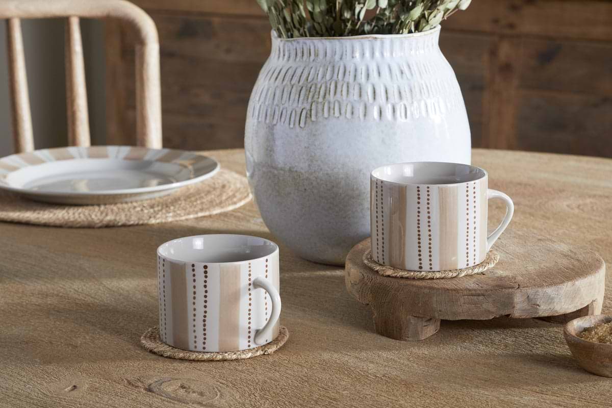 Patthar Mug - Cream & Clay - Large (Set of 2)-TABLEWARE-Nkuku