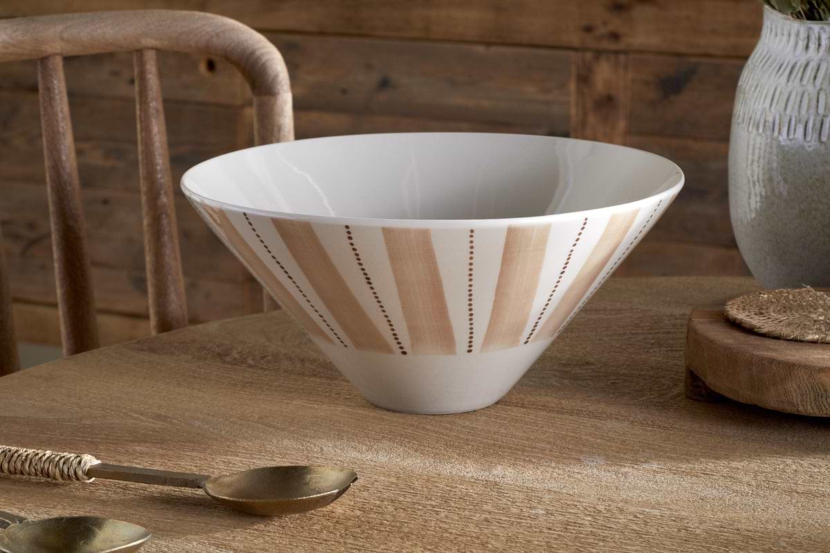 Patthar Serving Bowl - Cream & Clay - Medium-SERVEWARE-Nkuku