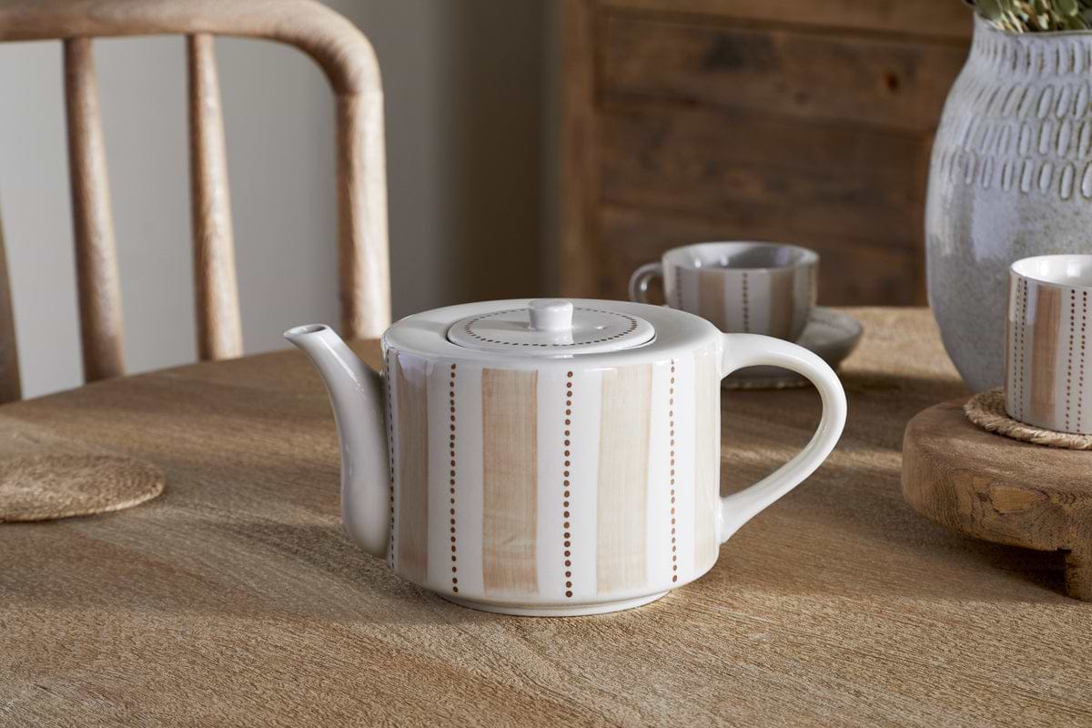 Patthar Teapot - Cream & Clay-TABLEWARE-Nkuku