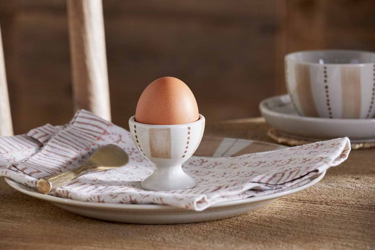 Patthar Egg Cups - Cream & Clay - (Set of 2)-KITCHEN & DINING ACCESSORIES-Nkuku