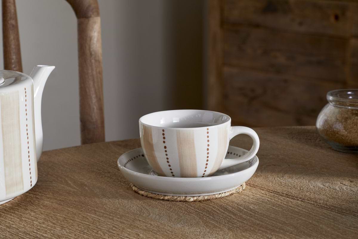 Patthar Cup & Saucer - Cream & Clay-TABLEWARE-Nkuku