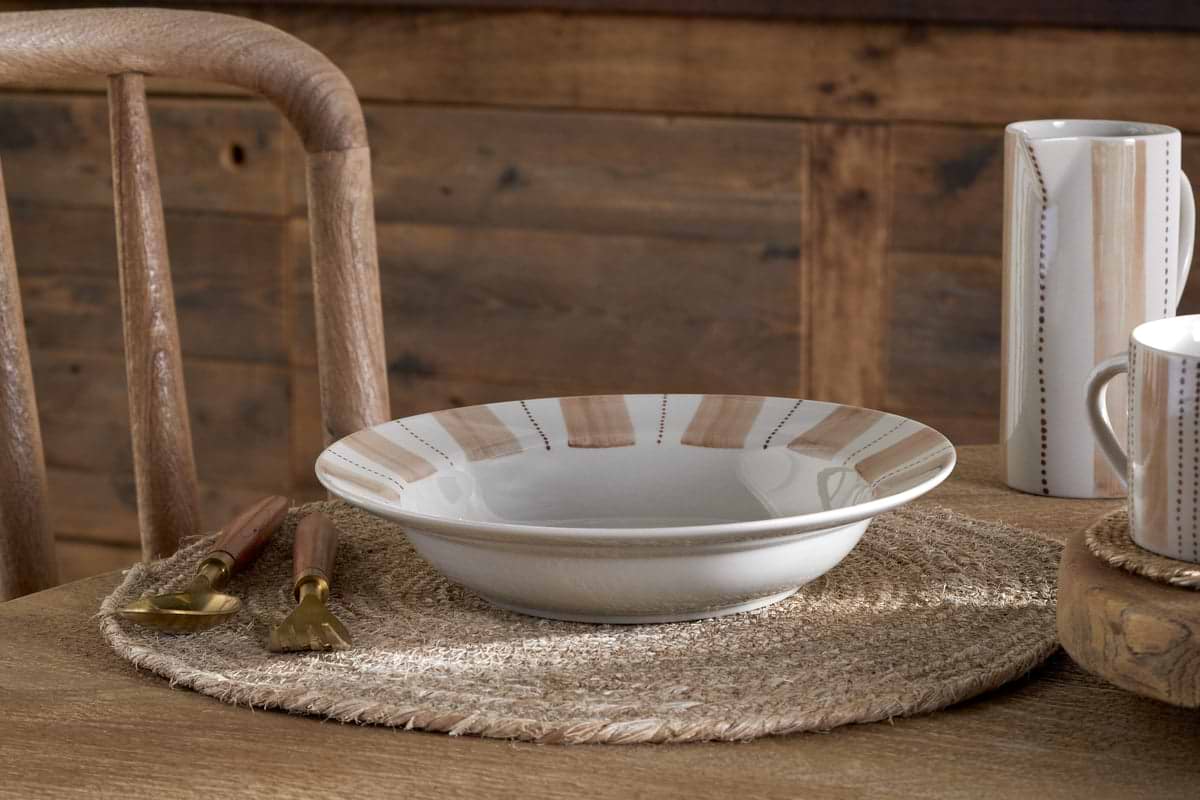 Patthar Pasta Bowl - Cream & Clay-TABLEWARE-Nkuku