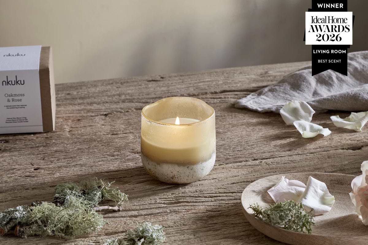 Oakmoss & Rose 1 Wick Scented Candle - Yellow - 1 Wick-CANDLES & HOME FRAGRANCE-Nkuku