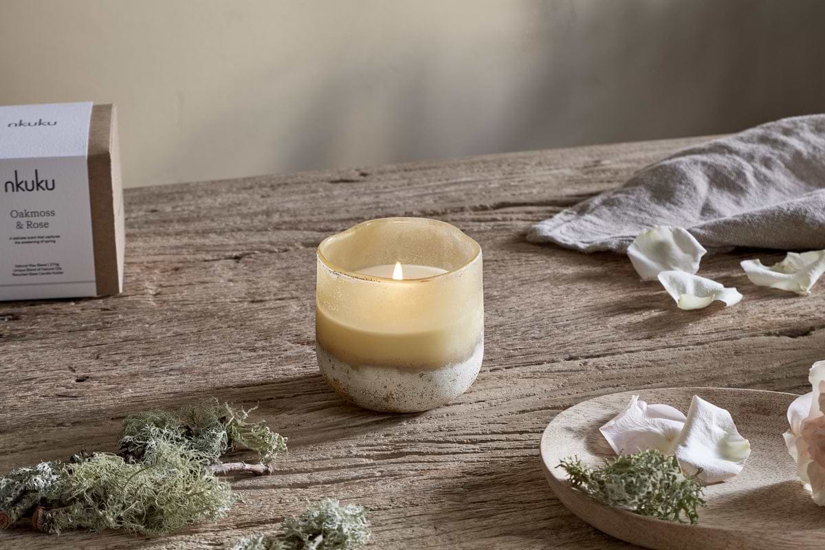 Oakmoss & Rose 1 Wick Scented Candle - Yellow - 1 Wick-CANDLES & HOME FRAGRANCE-Nkuku