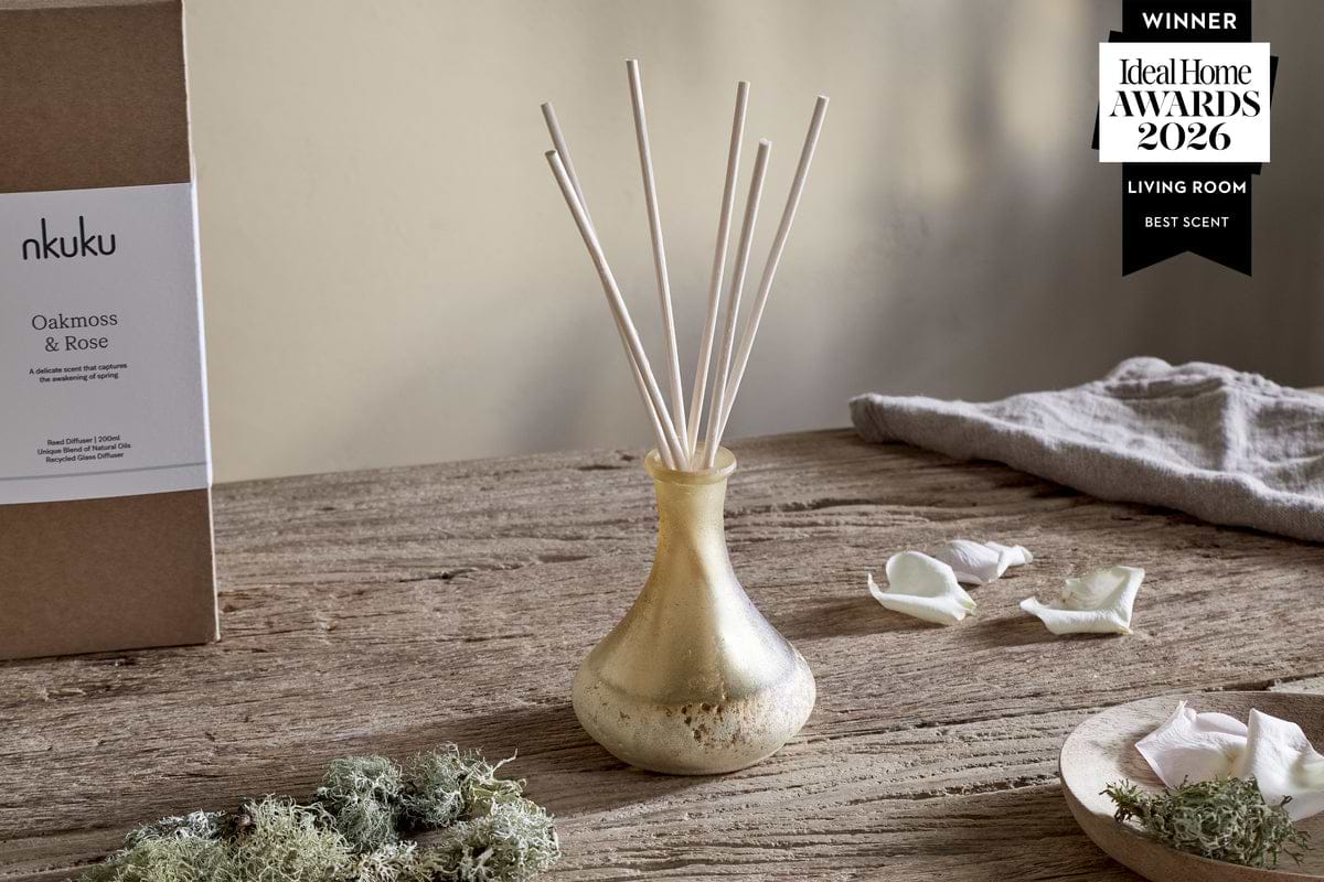 Oakmoss & Rose Scented Reed Diffuser - Yellow-CANDLES & HOME FRAGRANCE-Nkuku