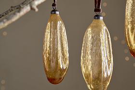 Supara Baubles - Ochre - (Set of 3)-CHRISTMAS DECORATIONS-Nkuku